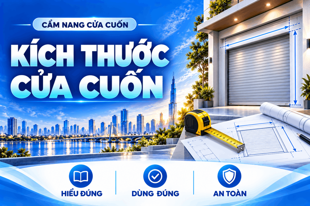 Minh họa kích thước cửa cuốn