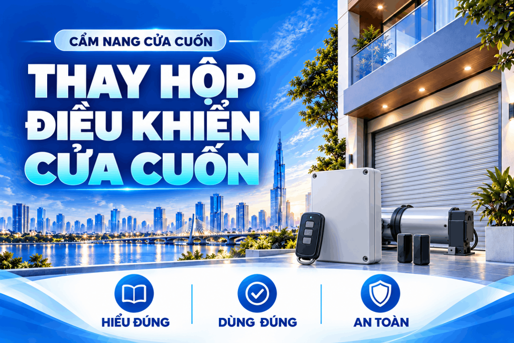 Minh họa thay hộp điều khiển cửa cuốn