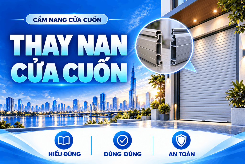Minh họa thay nan cửa cuốn