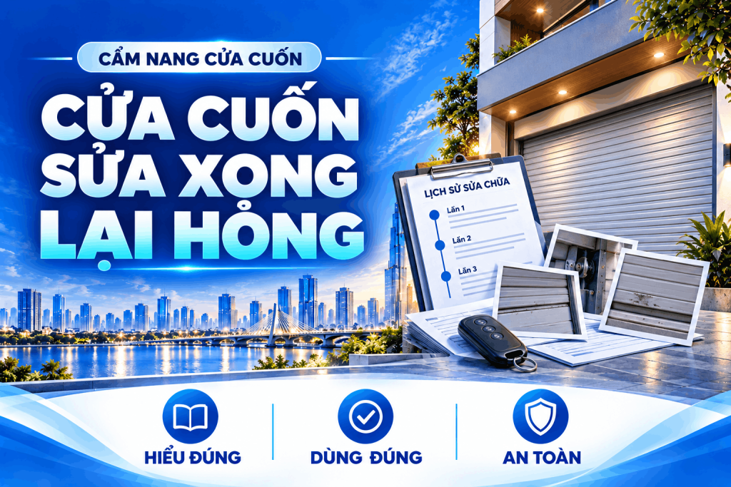 Minh họa cửa cuốn sửa xong lại hỏng