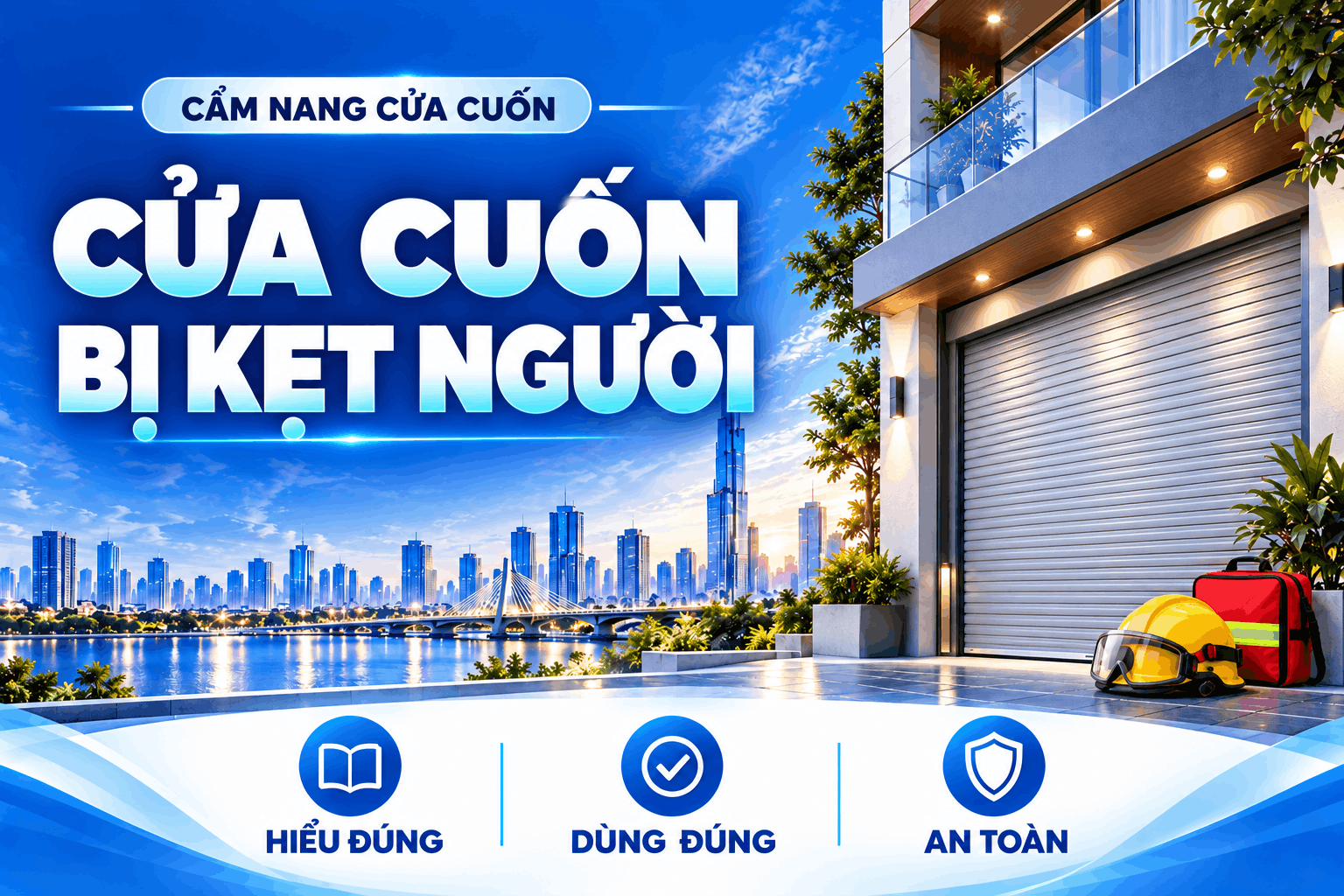 cửa cuốn bị kẹt người