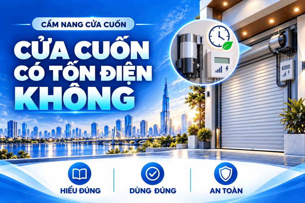 Minh họa cửa cuốn có tốn điện không