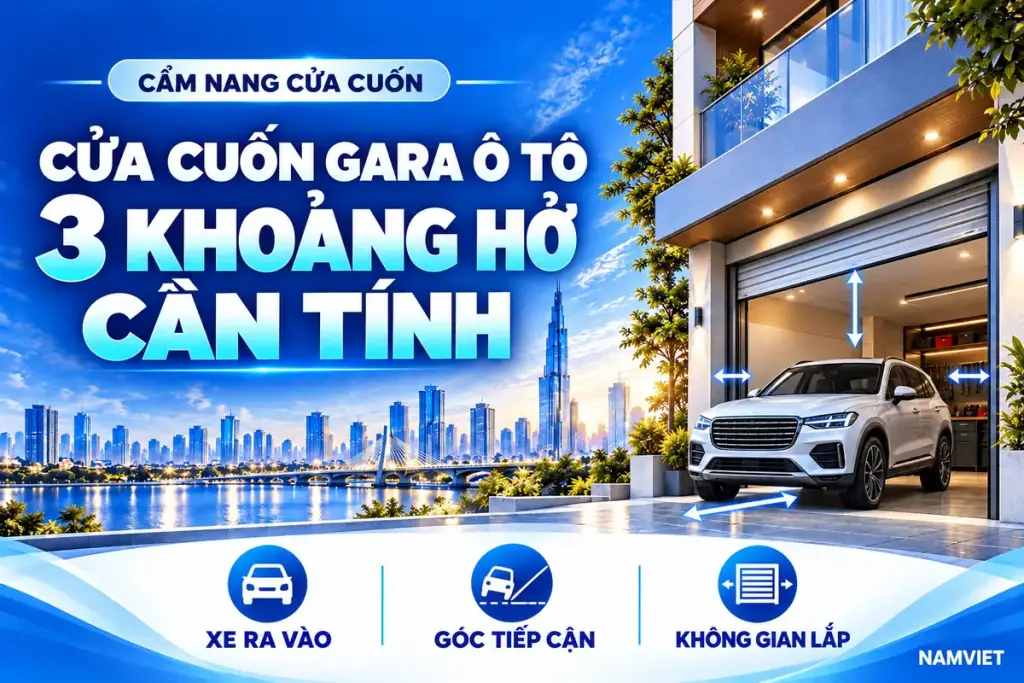 CỬA CUỐN GARA Ô TÔ – 3 KHOẢNG HỞ – CẦN TÍNH