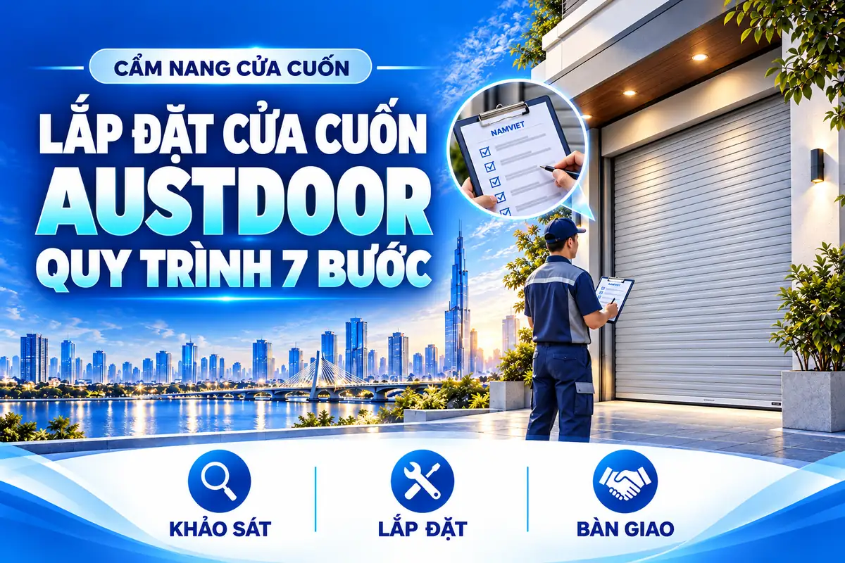 Lắp cửa cuốn mất bao lâu - quy trình lắp đặt cửa cuốn Austdoor của Namviet