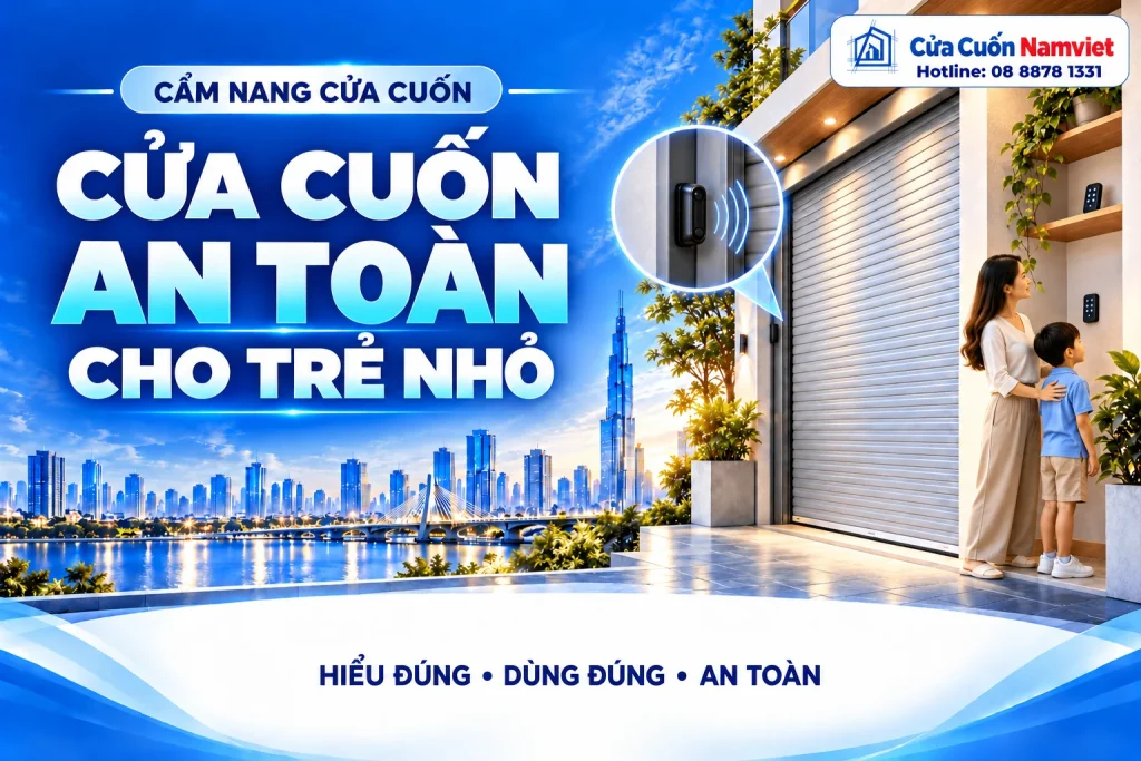 Minh họa cửa cuốn an toàn cho trẻ nhỏ – Cửa Cuốn Namviet