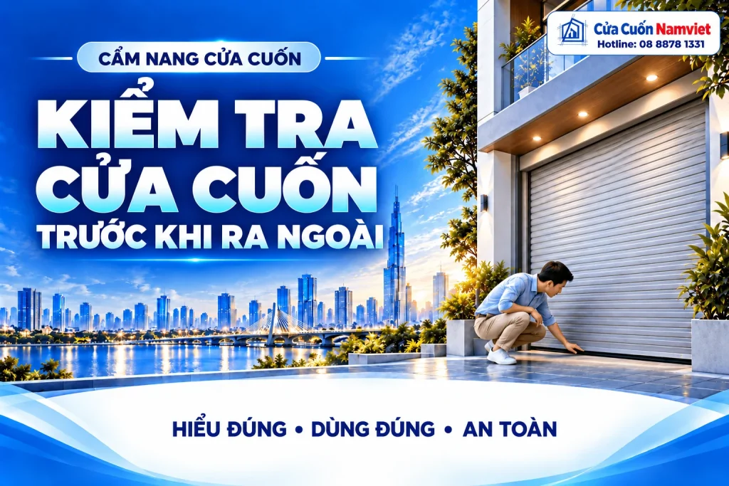 Minh họa kiểm tra cửa cuốn trước khi ra ngoài – Cửa Cuốn Namviet
