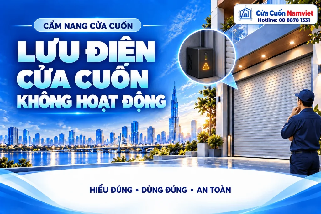 Minh họa lưu điện cửa cuốn không hoạt động – Cửa Cuốn Namviet