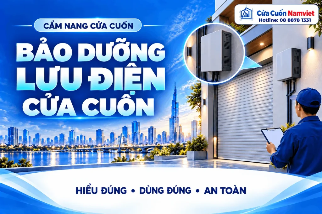 Minh họa bảo dưỡng lưu điện cửa cuốn – Cửa Cuốn Namviet