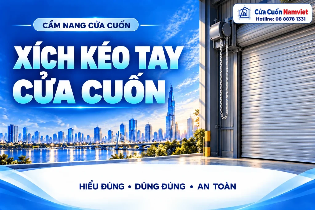 Minh họa xích kéo tay cửa cuốn – Cửa Cuốn Namviet