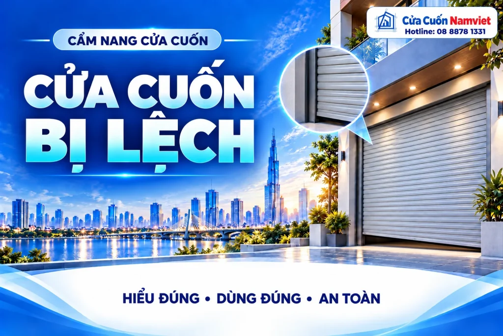 Minh họa cửa cuốn bị lệch – Cửa Cuốn Namviet
