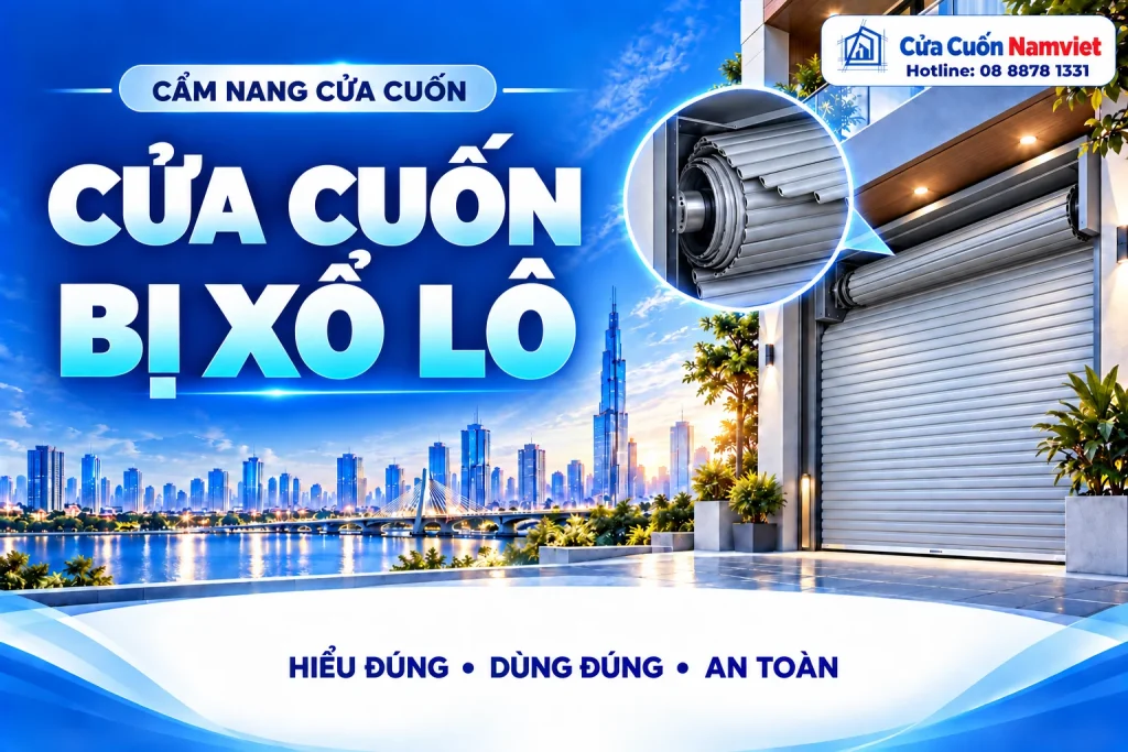 Minh họa cửa cuốn bị xổ lô – Cửa Cuốn Namviet