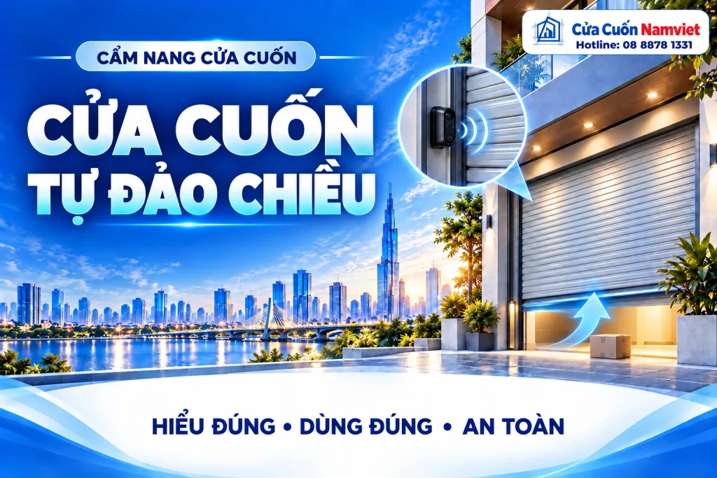 Minh họa cửa cuốn tự đảo chiều – Cửa Cuốn Namviet