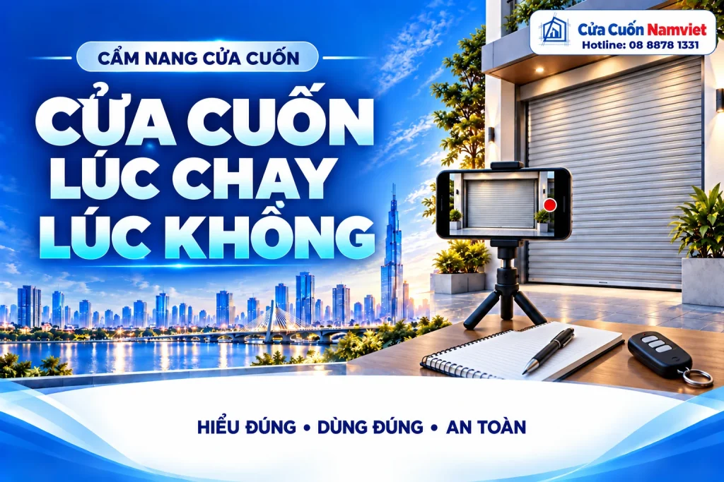 Minh họa cửa cuốn lúc chạy lúc không – Cửa Cuốn Namviet