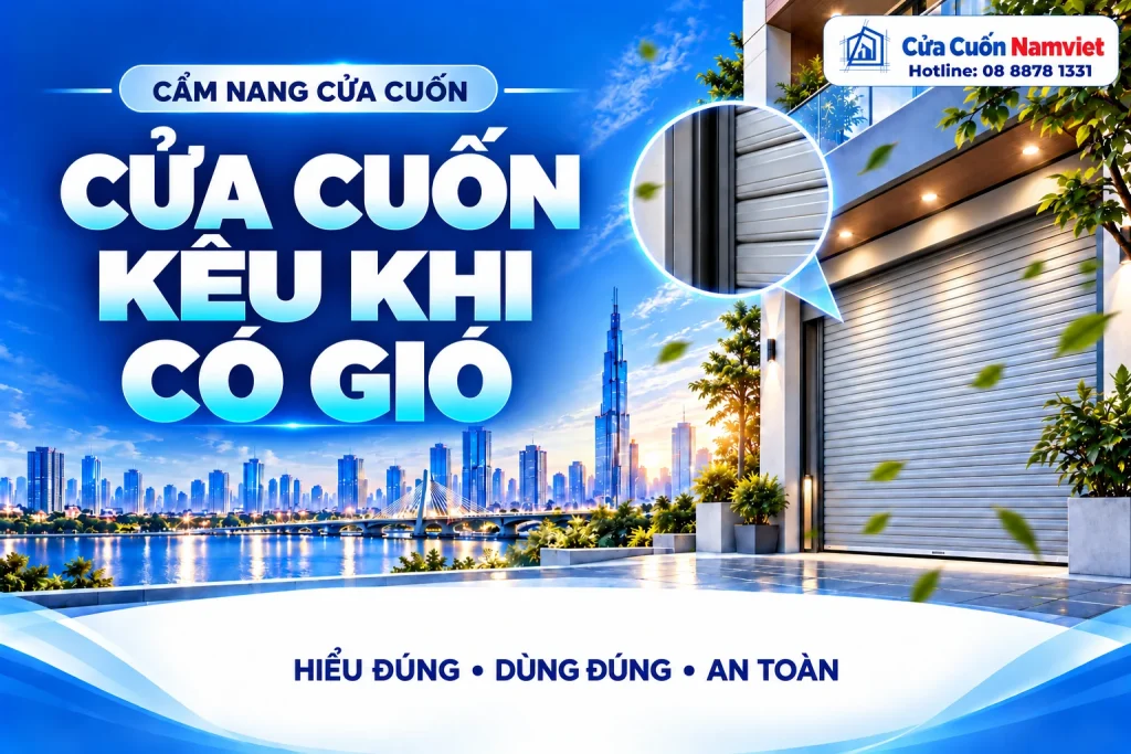 Minh họa cửa cuốn kêu khi có gió – Cửa Cuốn Namviet
