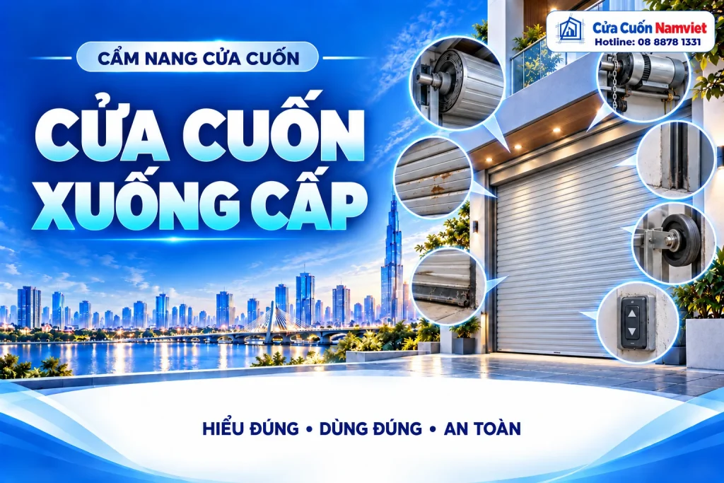 Minh họa cửa cuốn xuống cấp – Cửa Cuốn Namviet