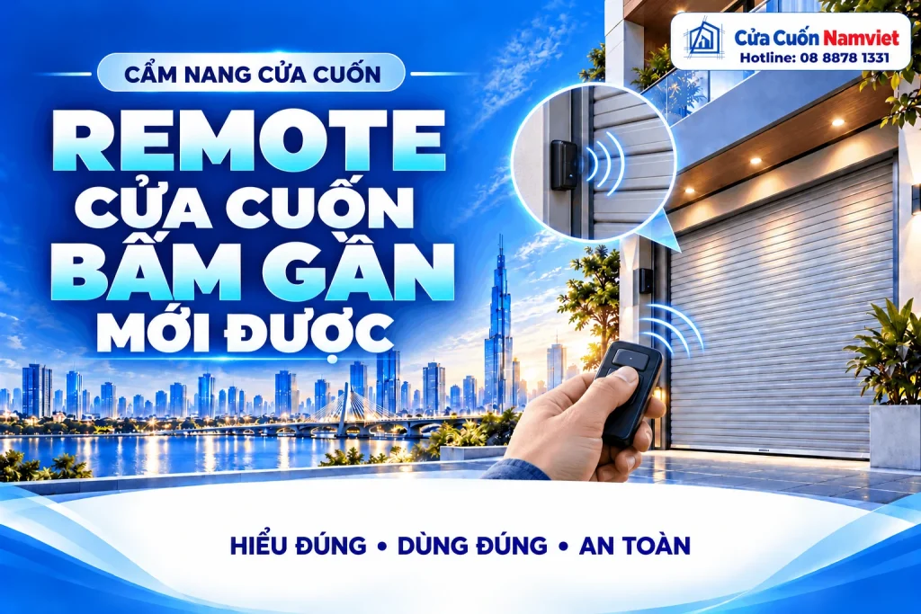 Minh họa remote cửa cuốn bấm gần mới được – Cửa Cuốn Namviet
