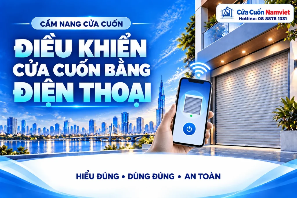 Minh họa điều khiển cửa cuốn bằng điện thoại – Cửa Cuốn Namviet