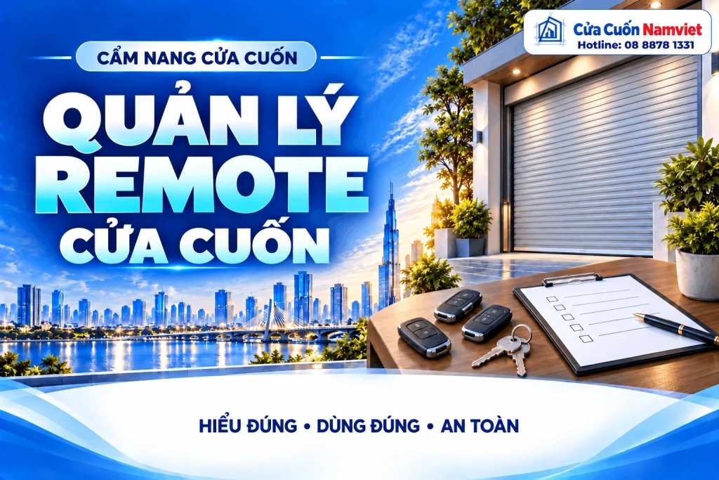 Minh họa quản lý remote cửa cuốn – Cửa Cuốn Namviet
