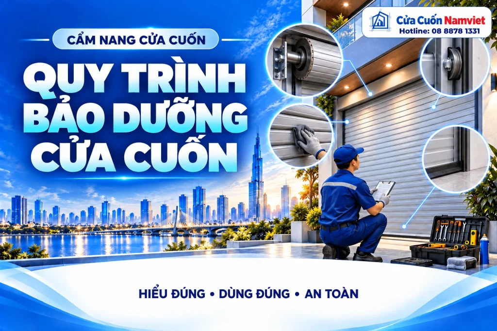 Minh họa quy trình bảo dưỡng cửa cuốn – Cửa Cuốn Namviet