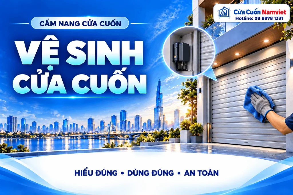 Minh họa vệ sinh cửa cuốn – Cửa Cuốn Namviet