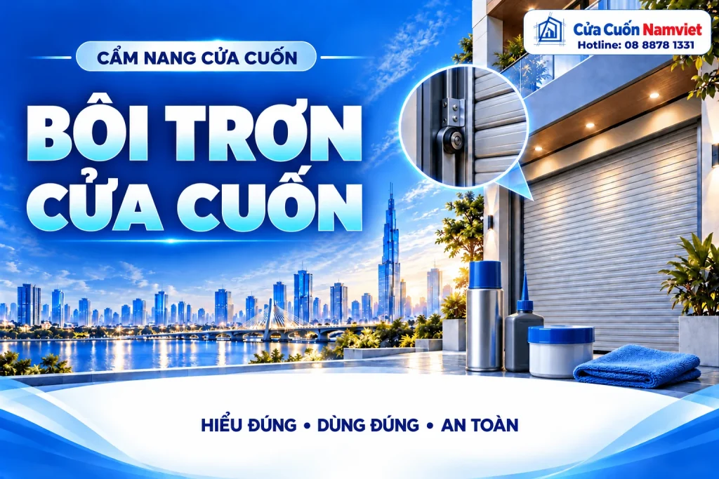 Minh họa bôi trơn cửa cuốn – Cửa Cuốn Namviet