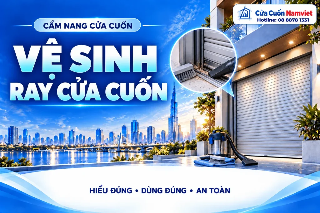Minh họa vệ sinh ray cửa cuốn – Cửa Cuốn Namviet