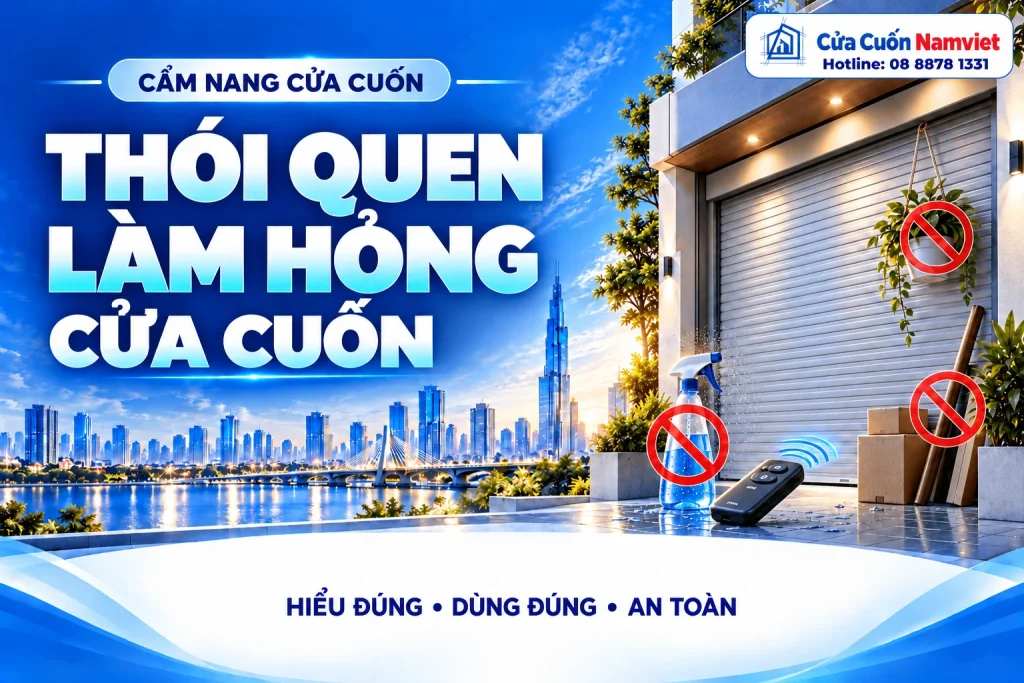 Minh họa thói quen làm hỏng cửa cuốn – Cửa Cuốn Namviet