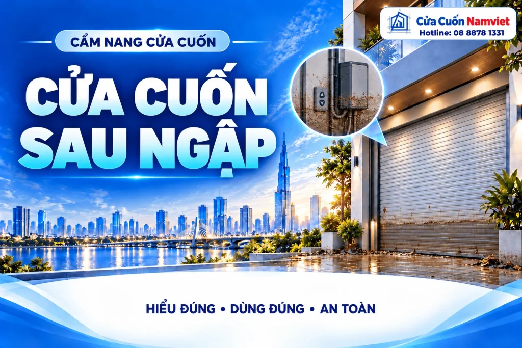 Minh họa cửa cuốn sau ngập – Cửa Cuốn Namviet