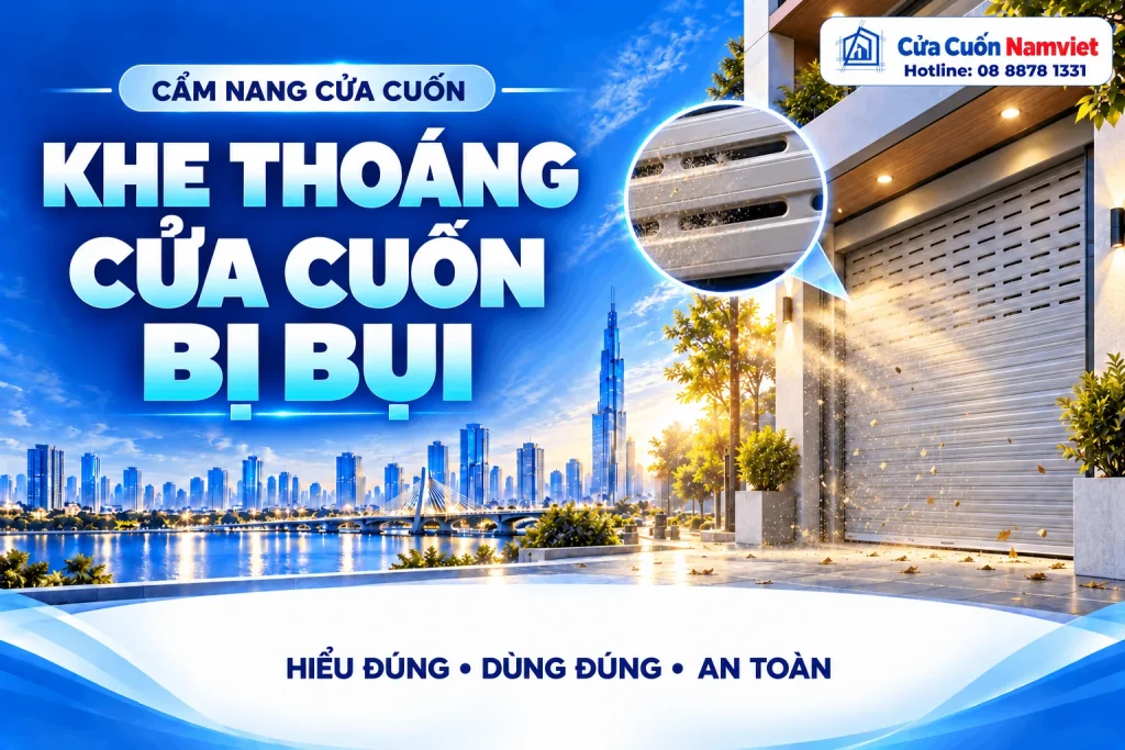 Minh họa khe thoáng cửa cuốn bị bụi – Cửa Cuốn Namviet
