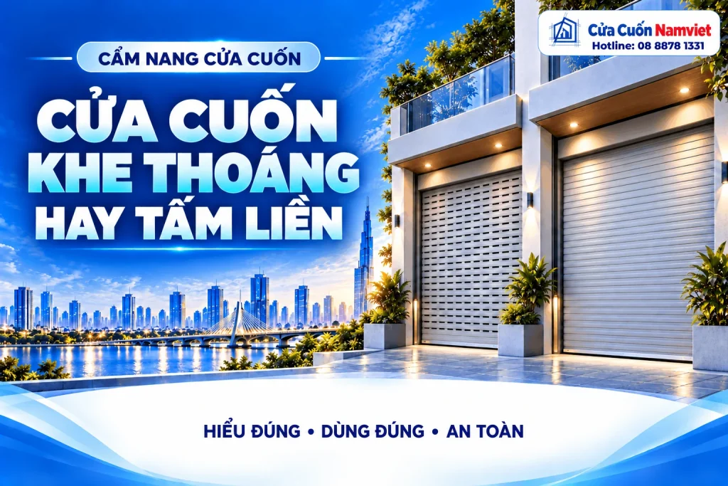 Minh họa cửa cuốn khe thoáng hay tấm liền – Cửa Cuốn Namviet
