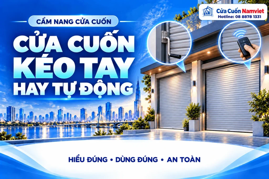 Minh họa cửa cuốn kéo tay hay tự động – Cửa Cuốn Namviet